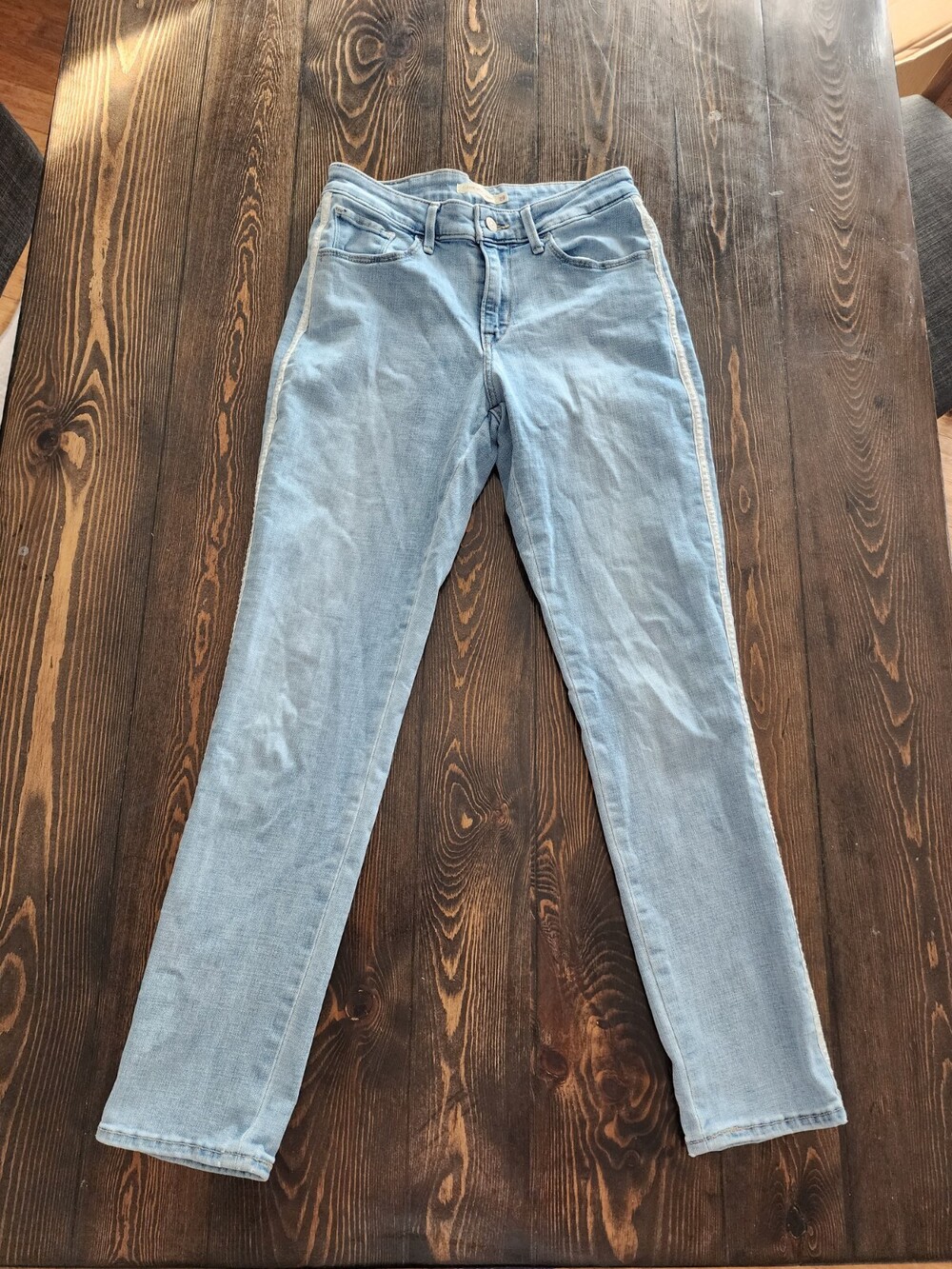 RARE Womens Levi's Classic Silver Glitter Striped Skinny Mid Rise Jean Blue 29